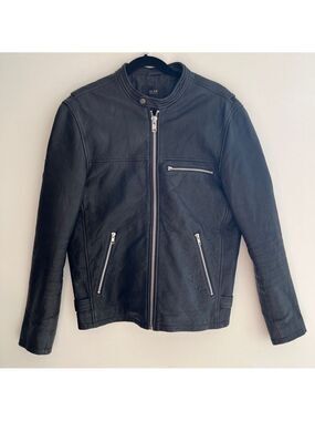 NEUW Black Leather Moto Biker Jacket Quilted Interior Avante Garde Edgy